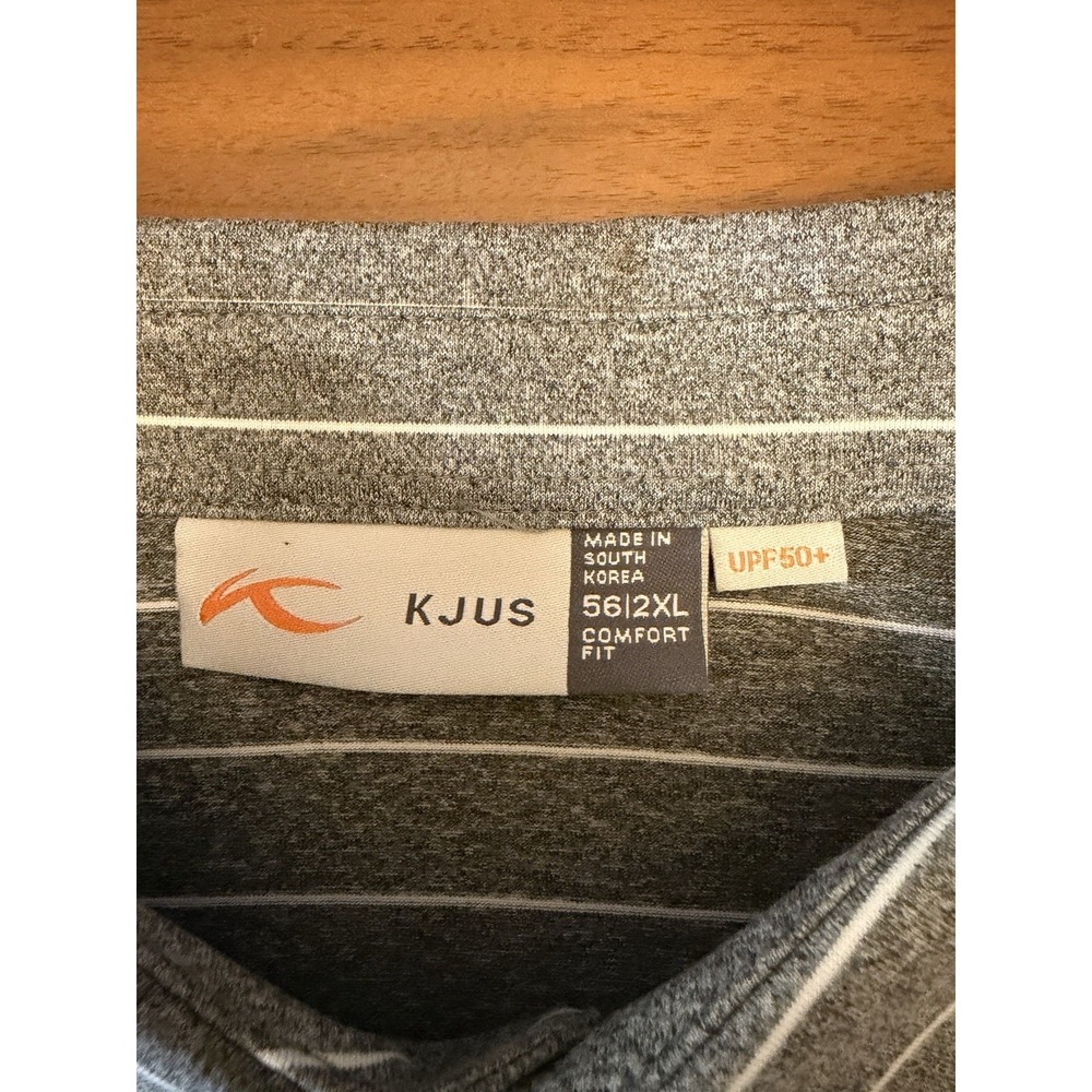 KJUS Golf Polo Shirt Mens 56 2XL Gray White Stripe Soren Stretch Mission Hills - Picture 4 of 14